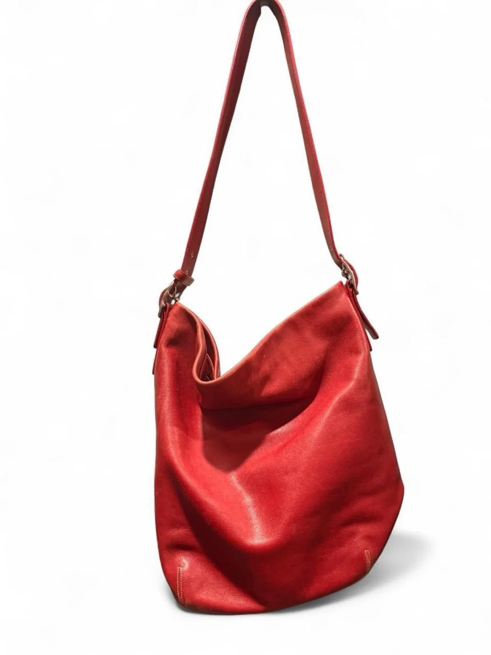 Caoch Red Leather Hobo Shoulder Bag - Classic Everyday Style